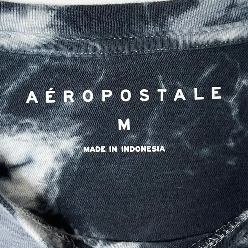 Aeropostale Men's Tie Dye T-Shirt M Black & Gray Long Sleeve Crew Neck Cotton - Picture 6 of 7